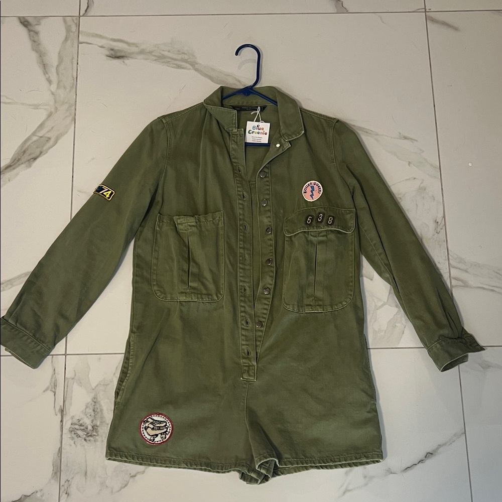 Zara Olive Green Utility Jumpsuit